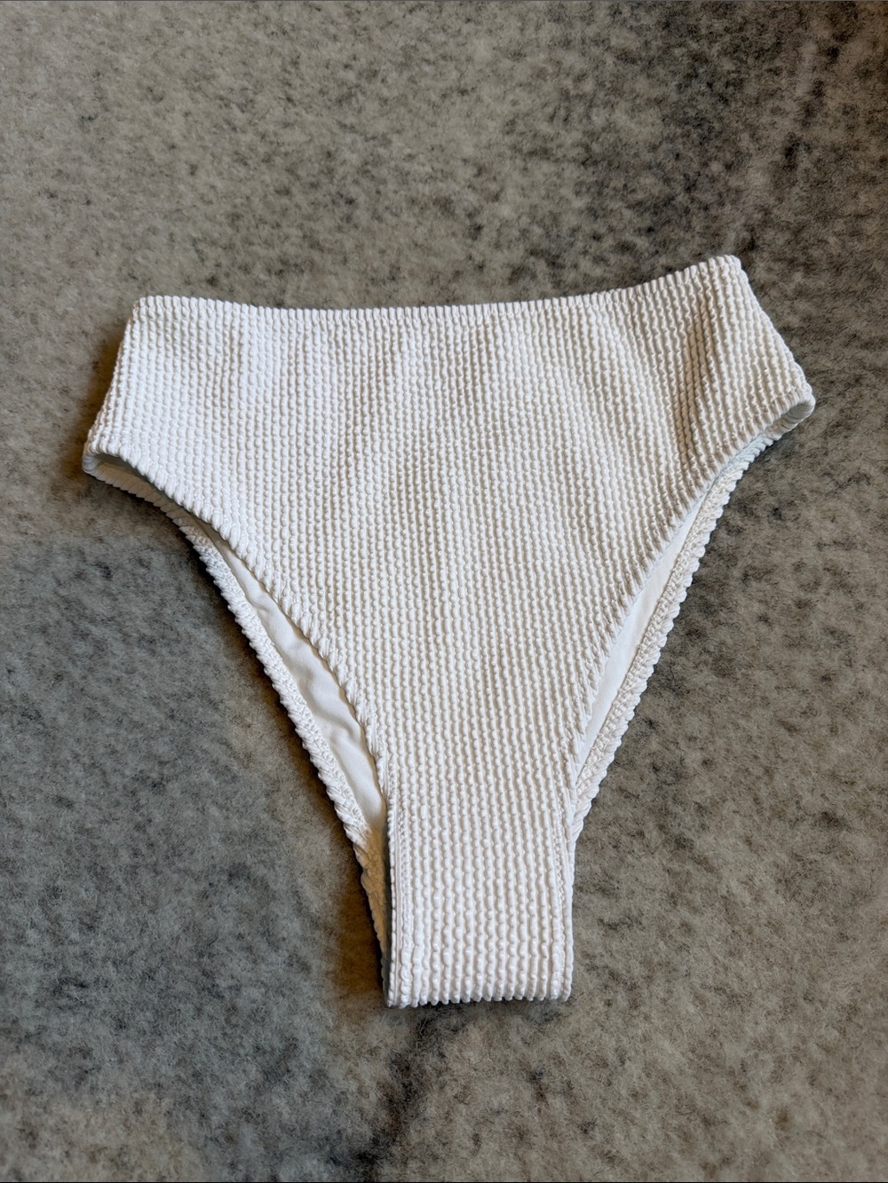 H&M White Textured/Crinkled High-Cut Bikini Bottoms